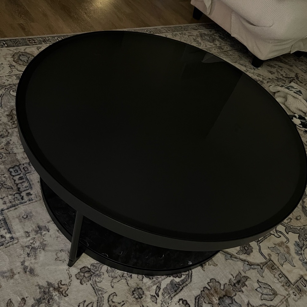 Sleek Black Circle Coffee Table